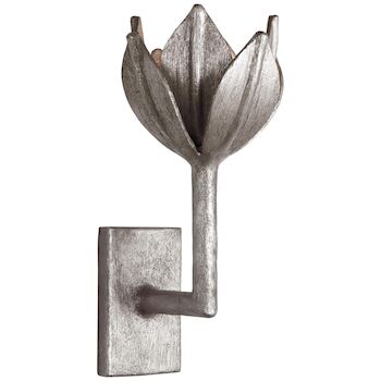 ALBERTO 11.5-INCH SMALL WALL SCONCE, Burnished Leaf Silver, large