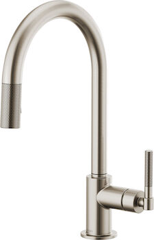LITZE PULL-DOWN FAUCET WITH ARC SPOUT AND KNURLED HANDLE, Stainless Steel, large