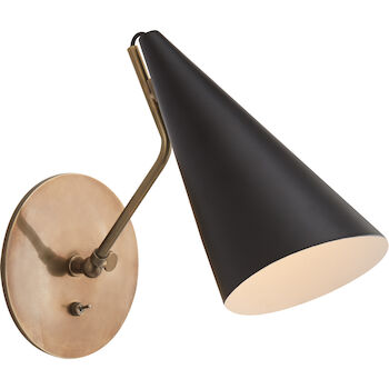 AERIN CLEMENTE 1-LIGHT 6-INCH WALL SCONCE LIGHT, Black and Brass, large
