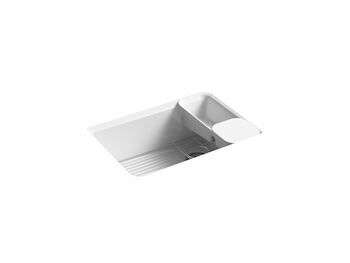 RIVERBY® 27 X 22 X 9-5/8 INCHES UNDER-MOUNT SINGLE-BOWL KITCHEN SINK WITH ACCESSORIES, White, large
