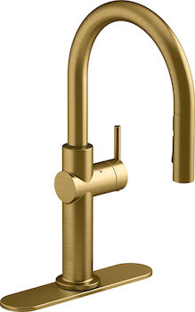 CRUE™TOUCHLESS PULL-DOWN SINGLE-HANDLE KITCHEN FAUCET, Vibrant Brushed Moderne Brass, large