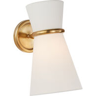 AERIN CLARKSON 1-LIGHT 7-INCH WALL SCONCE WITH LINEN SHADE, Hand-Rubbed Antique Brass, medium