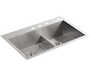 VAULT™ 33 X 22 X 9-5/16 INCHES SMART DIVIDE® TOP-/UNDER-MOUNT LARGE/MEDIUM DOUBLE-BOWL KITCHEN SINK, Stainless Steel, small