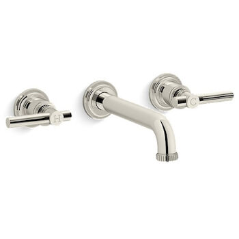 CENTRAL PARK WEST WALL-MOUNT SINK FAUCET WITH LEVER HANDLES, Polished Nickel, large