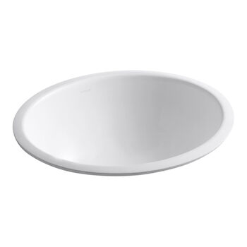 CAXTON® OVAL 17 X 14 INCHES UNDERMOUNT BATHROOM SINK WITH SEALED OVERFLOW AND CLAMP ASSEMBLY, White, large