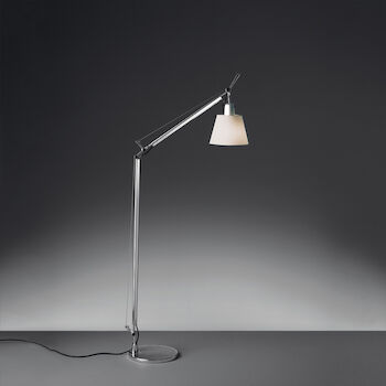 TOLOMEO READING LED FLOOR LAMP WITH SHADE, Aluminum/Parchment, large