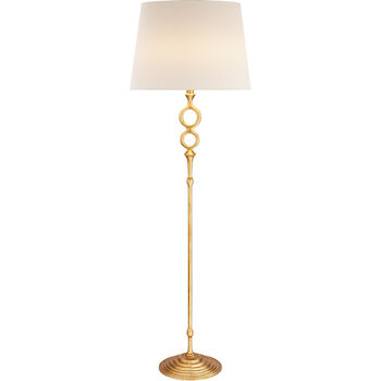 AERIN BRISTOL 2-LIGHT 65-INCH FLOOR LAMP WITH LINEN SHADE, Gold, large