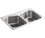 STACCATO™ 33 X 22 X 8-5/16 INCHES TOP-MOUNT DOUBLE-EQUAL BOWL KITCHEN SINK, Stainless Steel, small