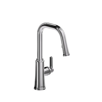 TRATTORIA KITCHEN FAUCET WITH 2-JET BOOMERANG HAND SPRAY SYSTEM, Chrome, large