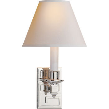 ALEXA HAMPTON ABBOT 1-LIGHT 7-INCH WALL LIGHT WITH NATURAL PAPER SHADE, Polished Nickel, large