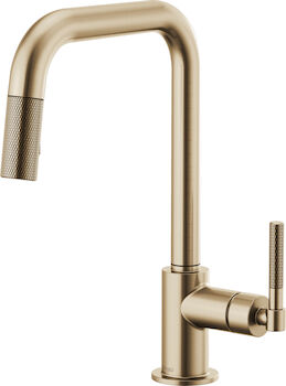 LITZE PULL-DOWN FAUCET WITH SQUARE SPOUT AND KNURLED HANDLE, Brilliance Luxe Gold, large