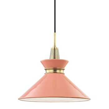 MITZI KIKI 1-LIGHT SMALL PENDANT LIGHT, H251701S, Aged Brass & Pink, large