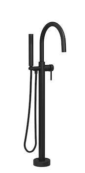 ZIP B66 FLOOR-MOUNTED TUB FILLER WITH HAND SHOWER, Black, large