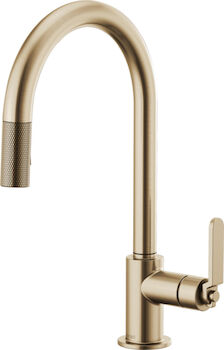 LITZE PULL-DOWN FAUCET WITH ARC SPOUT AND INDUSTRIAL HANDLE, Brilliance Luxe Gold, large