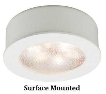 ROUND LEDme® BUTTON LIGHT 3000K WARM WHITE RECESSED OR SURFACE MOUNT, White, large