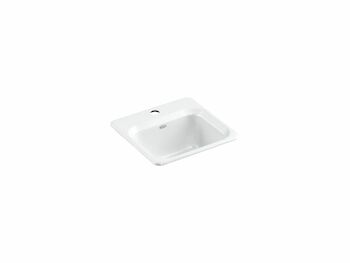 NORTHLAND™ 15 X 15 X 7-5/8 INCHES TOP-MOUNT BAR SINK WITH SINGLE FAUCET HOLE, White, large