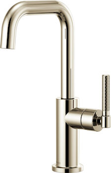 LITZE BAR FAUCET WITH SQUARE SPOUT AND KNURLED HANDLE, Polished Nickel, large