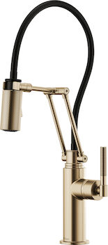LITZE ARTICULATING FAUCET WITH KNURLED HANDLE, Brilliance Luxe Gold, large