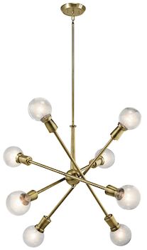 ARMSTRONG 8-LIGHT CHANDELIER, Natural Brass, large