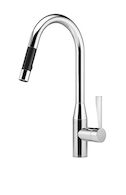 SYNC SINGLE-LEVER GOOSENECK PULL DOWN KITCHEN FAUCET WITH SPRAY FUNCTION, Polished Chrome, medium