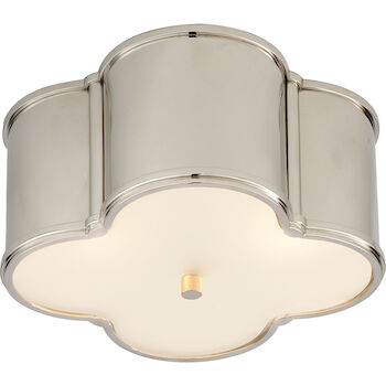 ALEXA HAMPTON BASIL 2-LIGHT 11-INCH FLUSH MOUNT LIGHT WITH CLEAR GLASS ACCENT, Polished Nickel, large