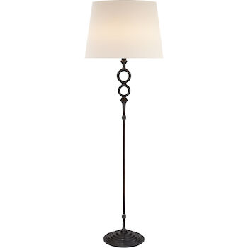 AERIN BRISTOL 2-LIGHT 65-INCH FLOOR LAMP WITH LINEN SHADE, Aged Iron, large