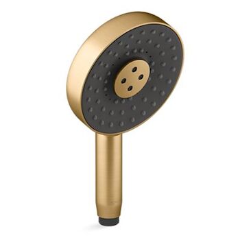 STATEMENT OBLONG THREE-FUNCTION SHOWERHEAD, 1.75 GPM, Vibrant Brushed Moderne Brass, large