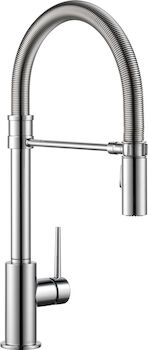 TRINSIC SINGLE HANDLE PULL DOWN KITCHEN FAUCET WITH SPRING SPOUT, Chrome, large