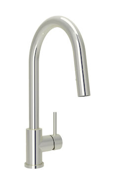 UNICK MODERN SINGLE HOLE PULL-DOWN KITCHEN FAUCET WITH SINGLE LEVER, Polished Nickel, large