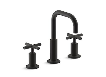 PURIST WIDESPREAD BATHROOM SINK FAUCET WITH CROSS HANDLES, 1.2 GPM, Matte Black, large