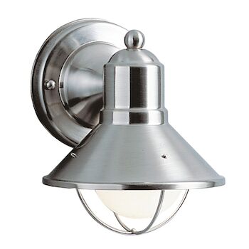 SEASIDE 7.5-INCH 1-LIGHT OUTDOOR WALL LIGHT, Brushed Nickel, large