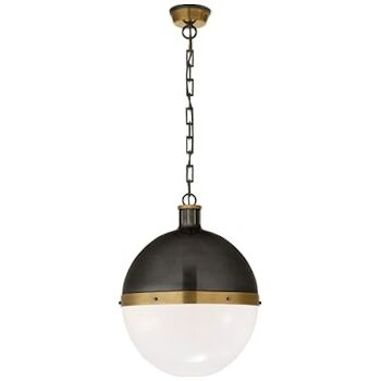 HICKS EXTRA LARGE 2 LIGHT PENDANT WITH WHITE GLASS, Bronze with Antique Brass, large