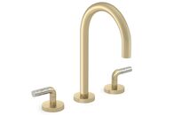 ONE SINK FAUCET, GOOSENECK SPOUT WITH P.E. GUERIN HANDLES, Brushed French Gold / Nickel Silver Accent, medium