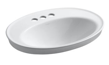 SERIF® DROP IN BATHROOM SINK WITH 4-INCH CENTERSET FAUCET HOLES, White, large