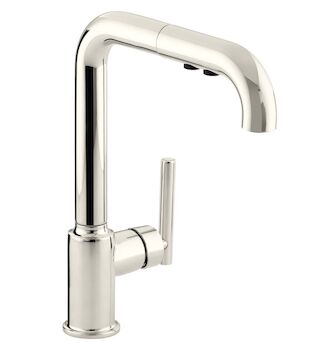 PURIST SINGLE-HOLE KITCHEN SINK FAUCET WITH 8" PULL-OUT SPOUT, Vibrant Polished Nickel, large