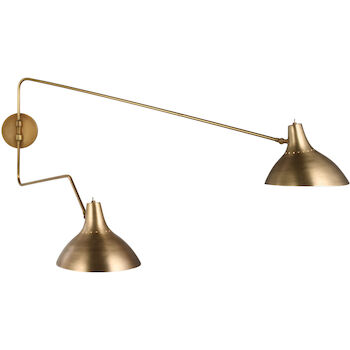 AERIN CHARLTON 2-LIGHT 52-INCH WALL SCONCE LIGHT, Hand-Rubbed Antique Brass, large