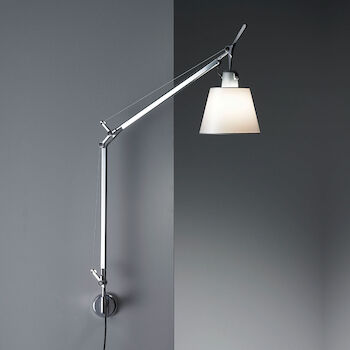 TOLOMEO WALL LAMP WITH SHADE AND S BRACKET, Aluminum/Parchment, large