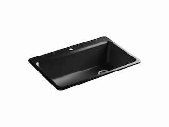 RIVERBY® 33 X 22 X 9-5/8 INCHES TOP-MOUNT SINGLE-BOWL KITCHEN SINK WITH ACCESSORIES, Black Black, large