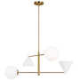 COSMO LARGE 4 LIGHT CHANDELIER, Matte White and Burnished Brass, small