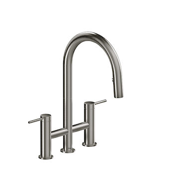 AZURE KITCHEN FAUCET WITH 2-JET BOOMERANG HAND SPRAY SYSTEM, Stainless Steel, large