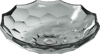 BRIOLETTE™ VESSEL FACETED GLASS BATHROOM SINK, Translucent Stone, large