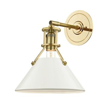 PAINTED NO.2 ONE LIGHT WALL SCONCE, Aged Brass / Off White, large