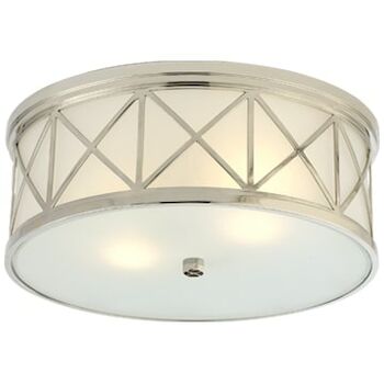 MONTPELIER LARGE 3 LIGHT FLUSH MOUNT WITH FROSTED GLASS, Polished Nickel, large