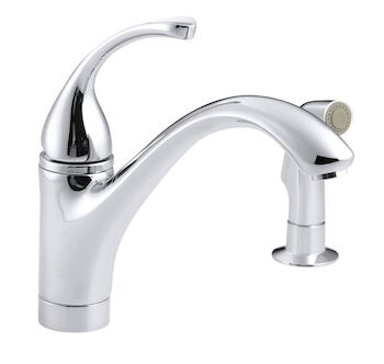 FORTÉ® 2-HOLE KITCHEN SINK FAUCET WITH 9-1/16-INCH SPOUT AND MATCHING FINISH SIDESPRAY, Polished Chrome, large