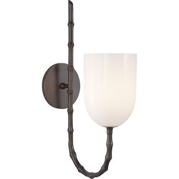 AERIN EDGEMERE 1-LIGHT 5-INCH WALL SCONCE LIGHT WITH WHITE GLASS SHADE, , large