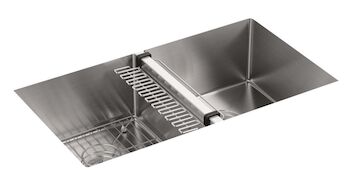 STRIVE® 32 X 18-5/16 X 9-5/16 INCHES UNDER-MOUNT DOUBLE-EQUAL KITCHEN SINK WITH ACCESSORIES, Stainless Steel, large