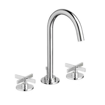 PERCY WIDESPREAD BATHROOM FAUCET WITH CROSS HANDLES, Polished Chrome, large