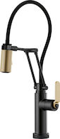LITZE SMARTTOUCH® ARTICULATING FAUCET WITH INDUSTRIAL HANDLE, Matte Black/Luxe Gold, medium