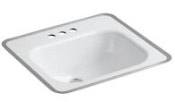 TAHOE® DROP IN BATHROOM SINK WITH METAL FRAME AND 4-INCH CENTERSET FAUCET HOLES, White, medium