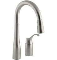 SIMPLICE® TWO-HOLE KITCHEN SINK FAUCET WITH 14-3/4-INCH PULL-DOWN SWING SPOUT, DOCKNETIK® MAGNETIC DOCKING SYSTEM, AND A 3-FUNCTION SPRAYHEAD FEATURING SWEEP™ SPRAY, Vibrant Stainless, medium